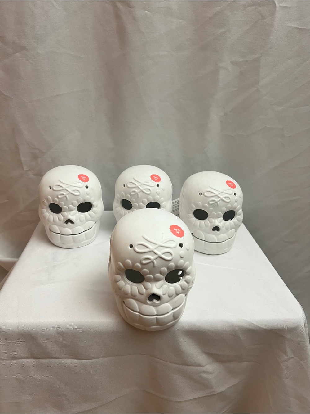 Mondo Llama DIY Light Up Skull Halloween Craft Decor Lot of 4